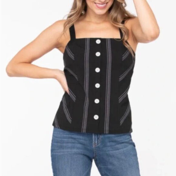 Striped Tailored Sleeveless Top - Size L - Picture 3 of 12